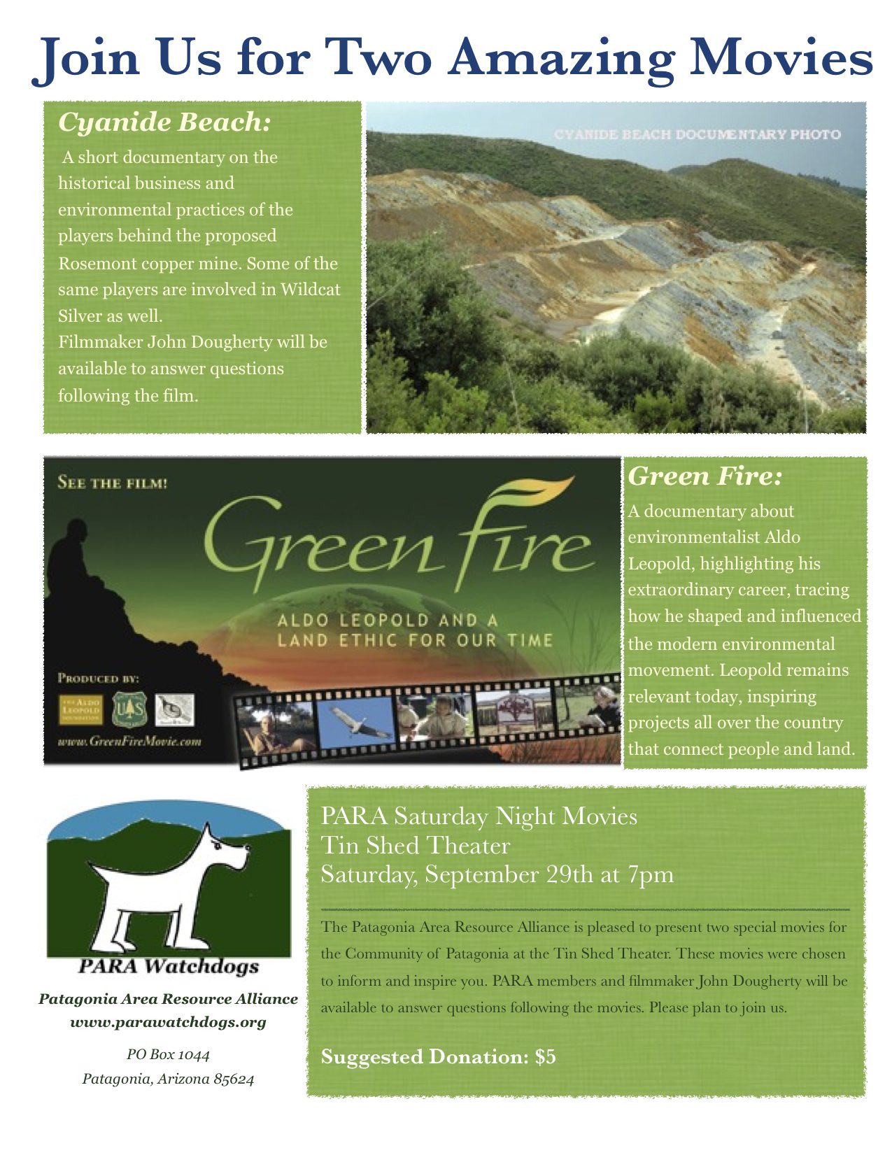 ... Green Fire" at the Tin Shed Theater | Patagonia Area Resource Alliance
